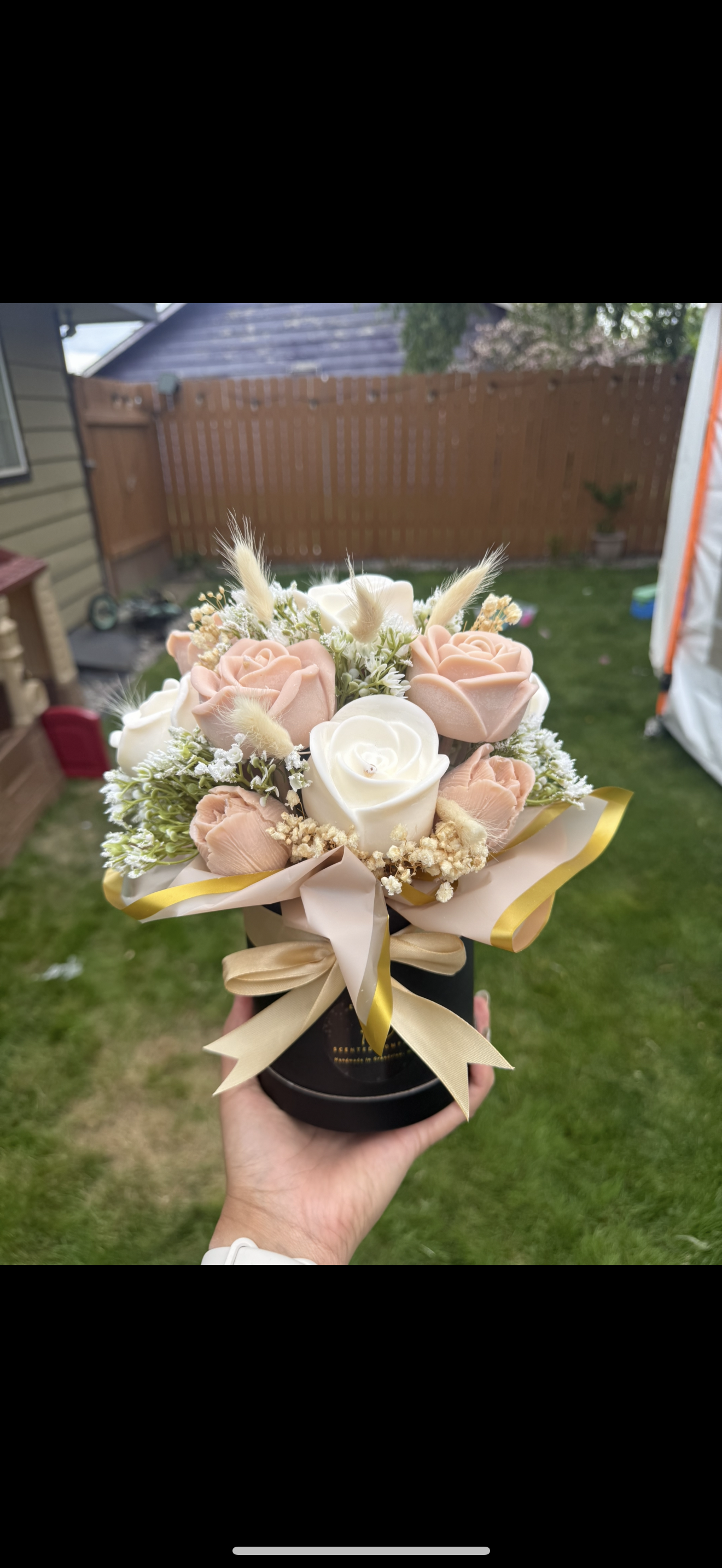 Wax flower arrangement
