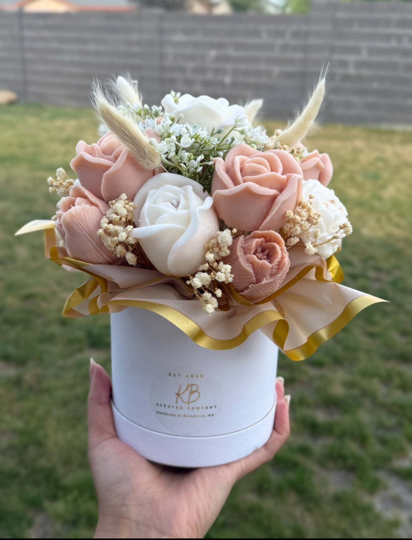 Wax flower arrangement